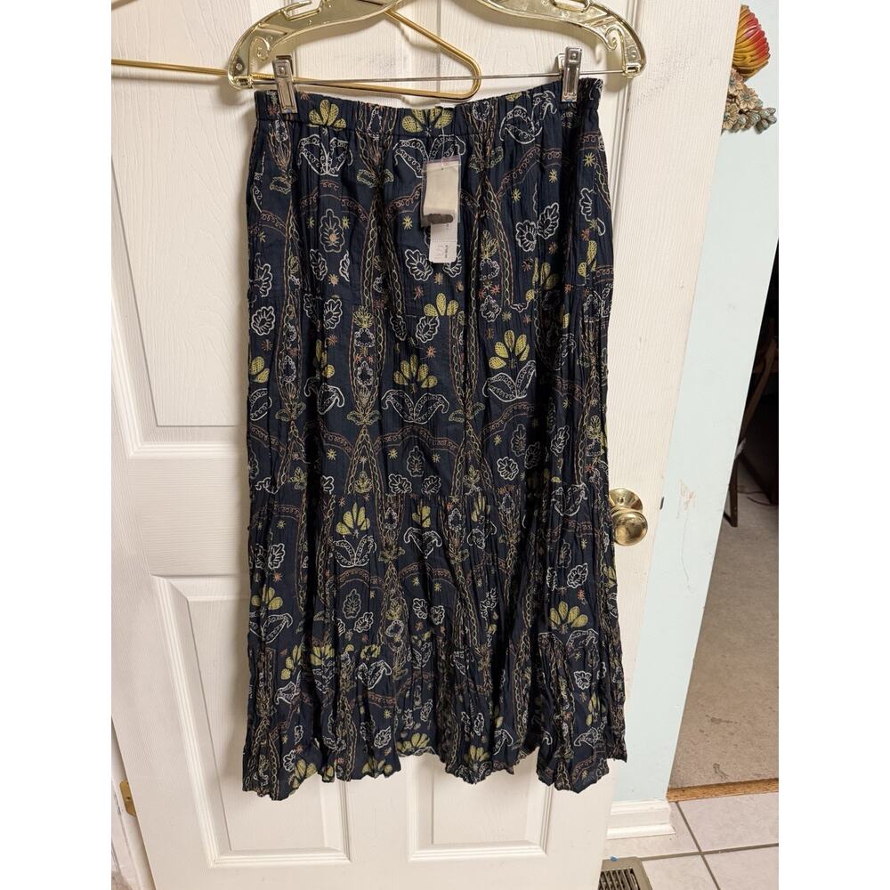 Chico's Boho Cottagecore Black Paisley Tiered Midi Skirt Women's XS / 1 30x35